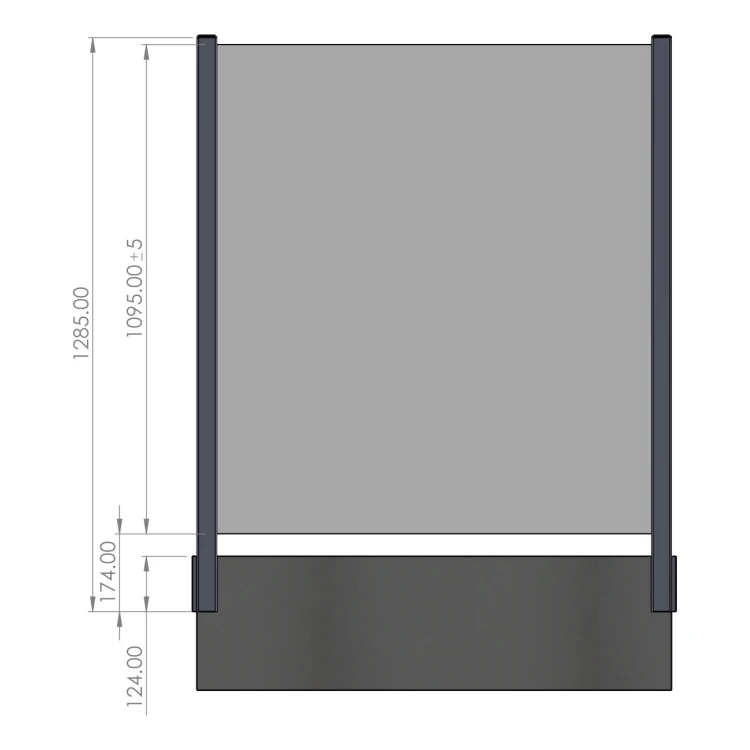 Rohový sloupek zábradlí 45x45x1283mm sklo 8,72mm tmavě šedý Kozza KR7500 000-890 (7)