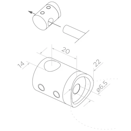 PSG průchozí držák zábradlí pro tyč fi 14 mm – trubka 42,4 mm AISI 304 satén 000-905 (2)