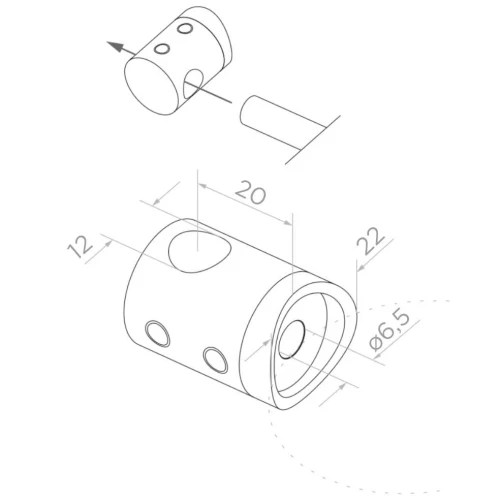 PSG průchodný držák pro tyč fi 12 mm – upevnění k trubce 42,4 mm, AISI 304 lesk 000-901 (2)