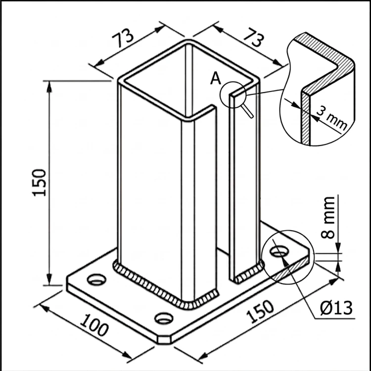 Základna pro plotový sloupek 80x80 mm 8 mm zelená 000-787 (5)