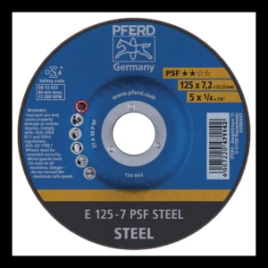 PFERD E 125-7 PSF STEEL – brusný kotouč na ocel 125 × 7,2 mm (balení 10 ks)