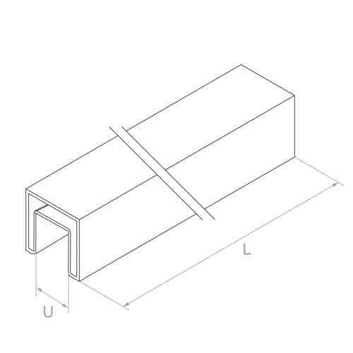 PSG Madlo na sklo 40x40 mm AISI 304 satén – 2500 mm 001-082 (2)