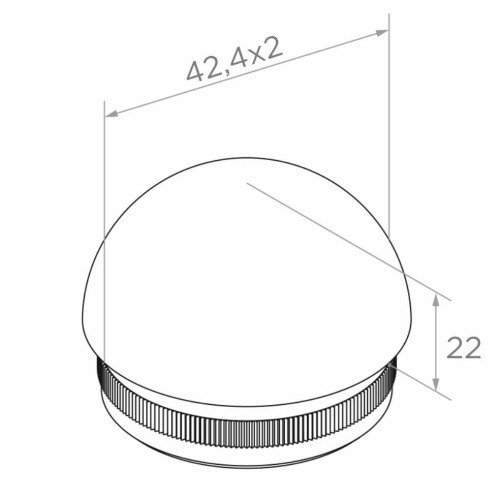 Kozza elipsoidní zátka zarážecí do poręče 42,4 mm – ocel AISI 304 satén 001-095 (2)