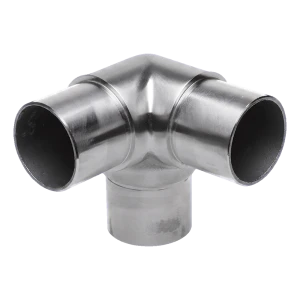 Spojovací trojník rohový pro zábradlí – trubka 42,4x2 mm, nerezová ocel AISI 304, satén