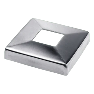 Maskovací rozeta pro zábradlí čtvercová 108×108 mm na profil 40×40 – nerezová ocel, lesk