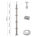 PSG rohový zábradlový sloupek ocelový AISI 304 ø42,4 mm H1060 mm s držáky na trubky ø12 mm 001-206 (2)