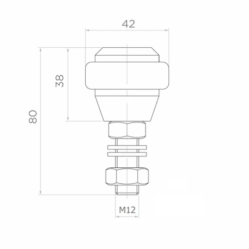PSG vodicí kladka gumovaná FI 42 mm pro posuvné brány – závit M12 001-282 (2)
